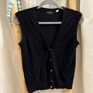 Tahari Black Ribbed Knit Sweater Vest